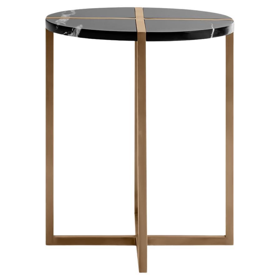 Famed Brass Alexander Black Marble Side Table  For Sale