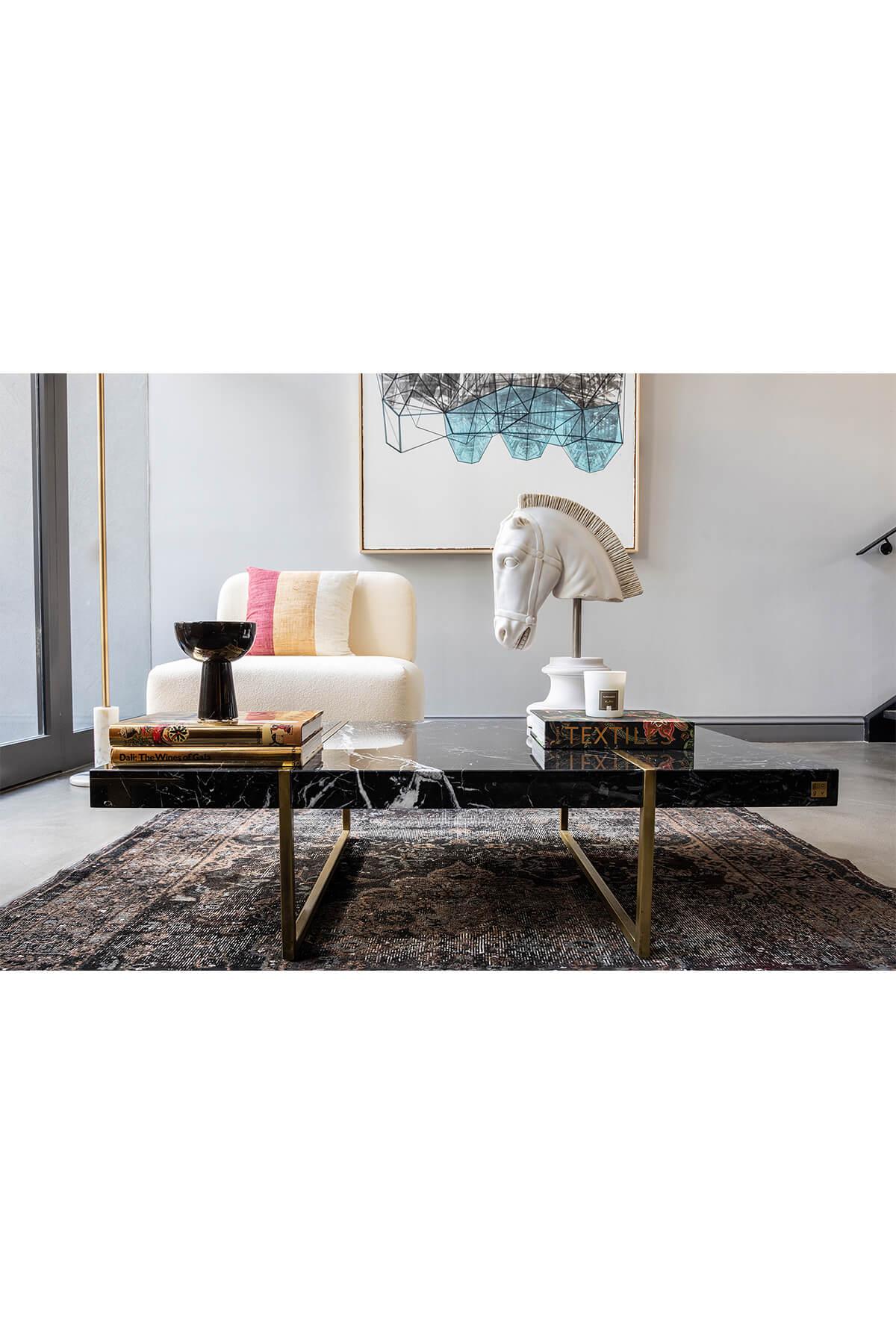 Famed Brass and Marble Coffee Table For Sale 4