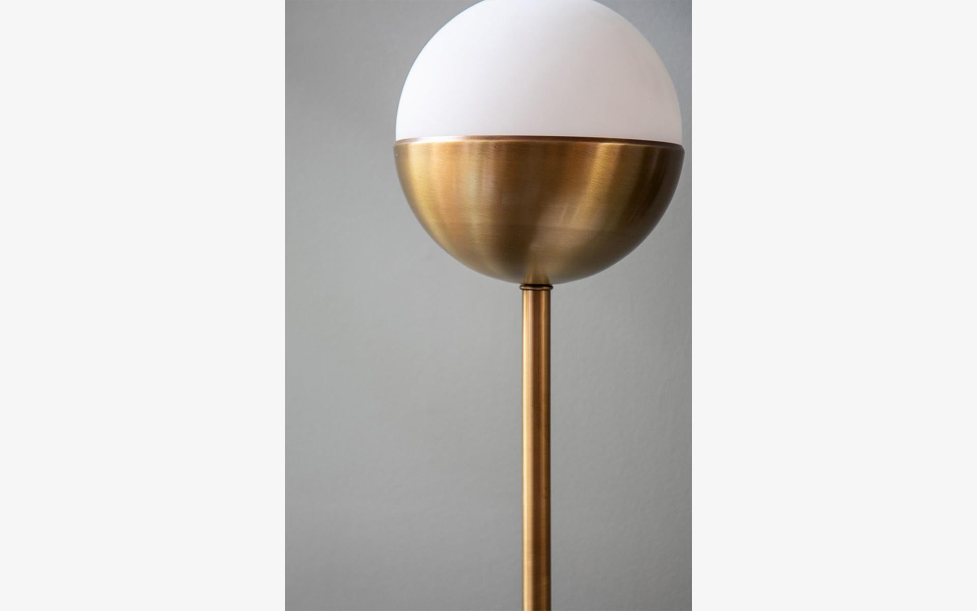 Organic Modern Famed Brass and Marble Floor Lamp For Sale