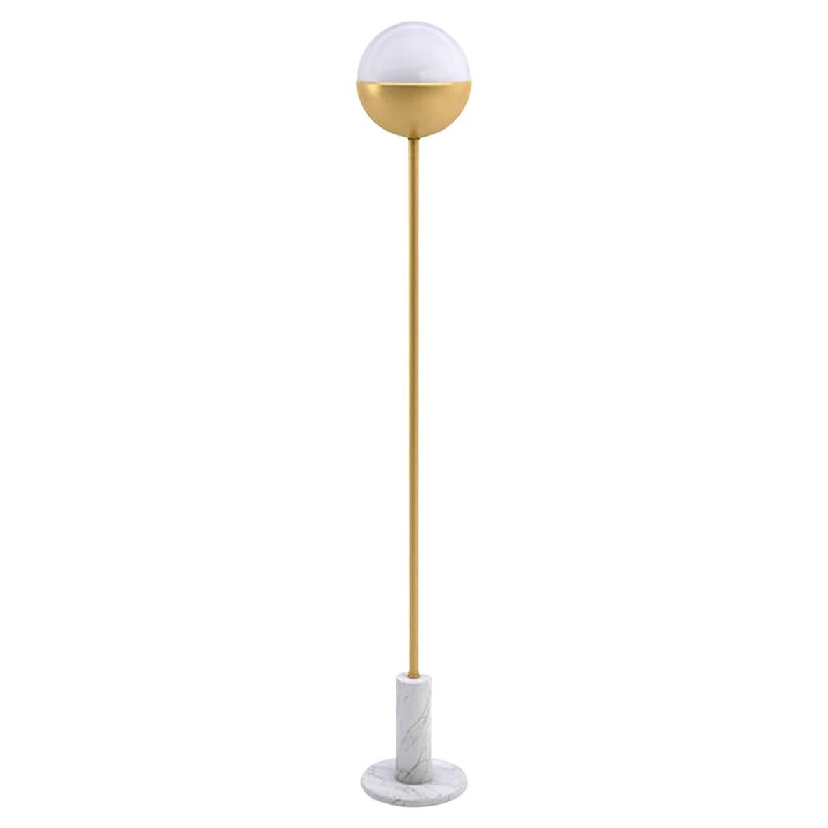 Famed Brass and Marble Floor Lamp For Sale