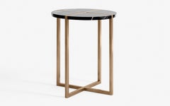 Famed Brass Coated  Metal Alexander Black Marble Side Table