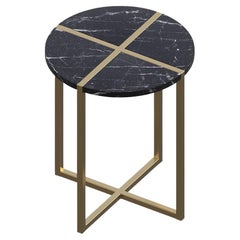Famed Brass Marble Side Table