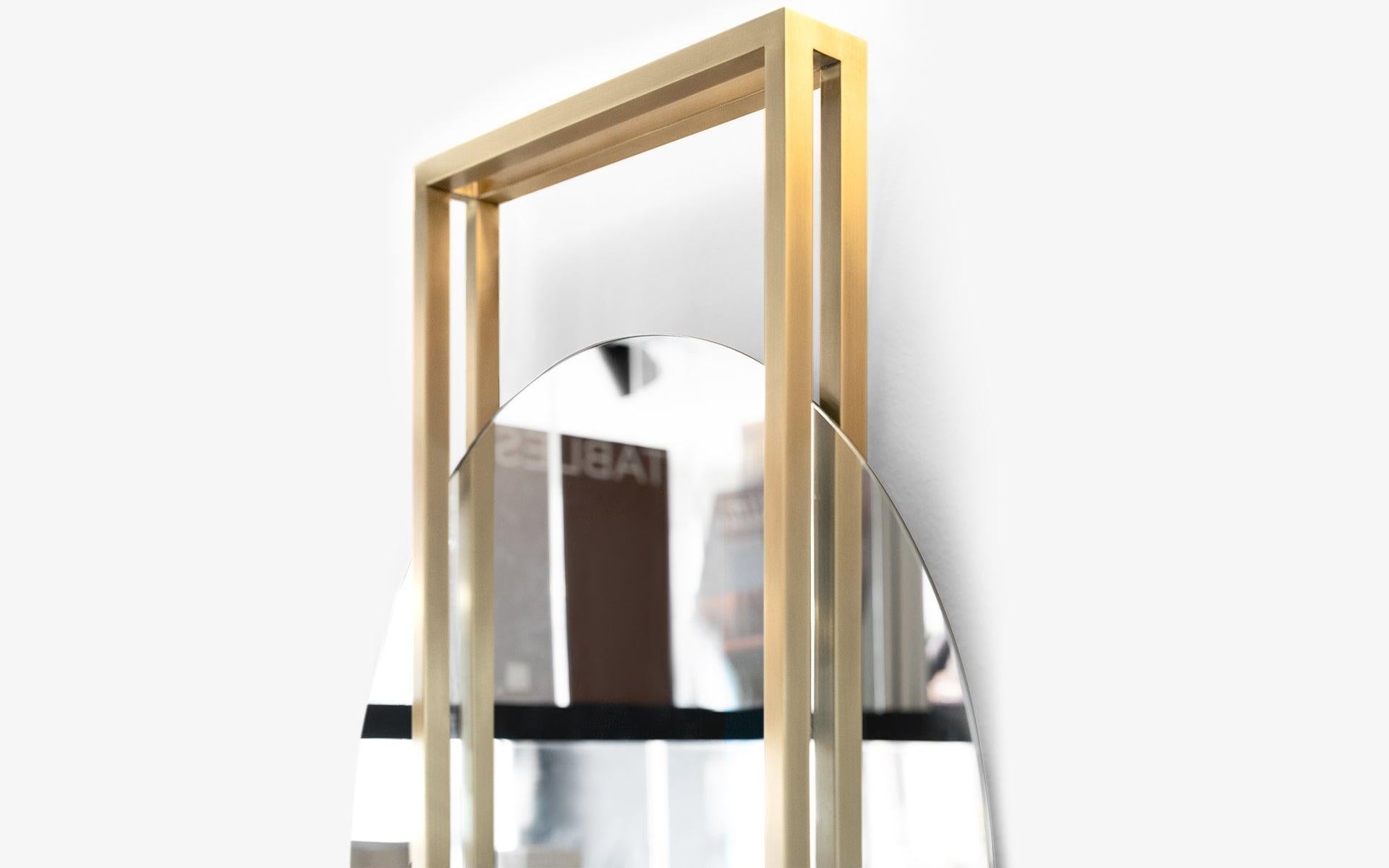 Metalwork Famed Brass Mirror  For Sale