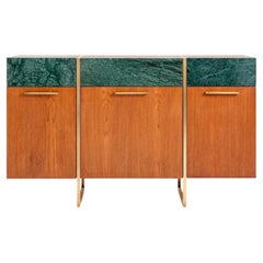 Famed Console No:3 Rainforest Marble Drawer Covers, Oak Veneer