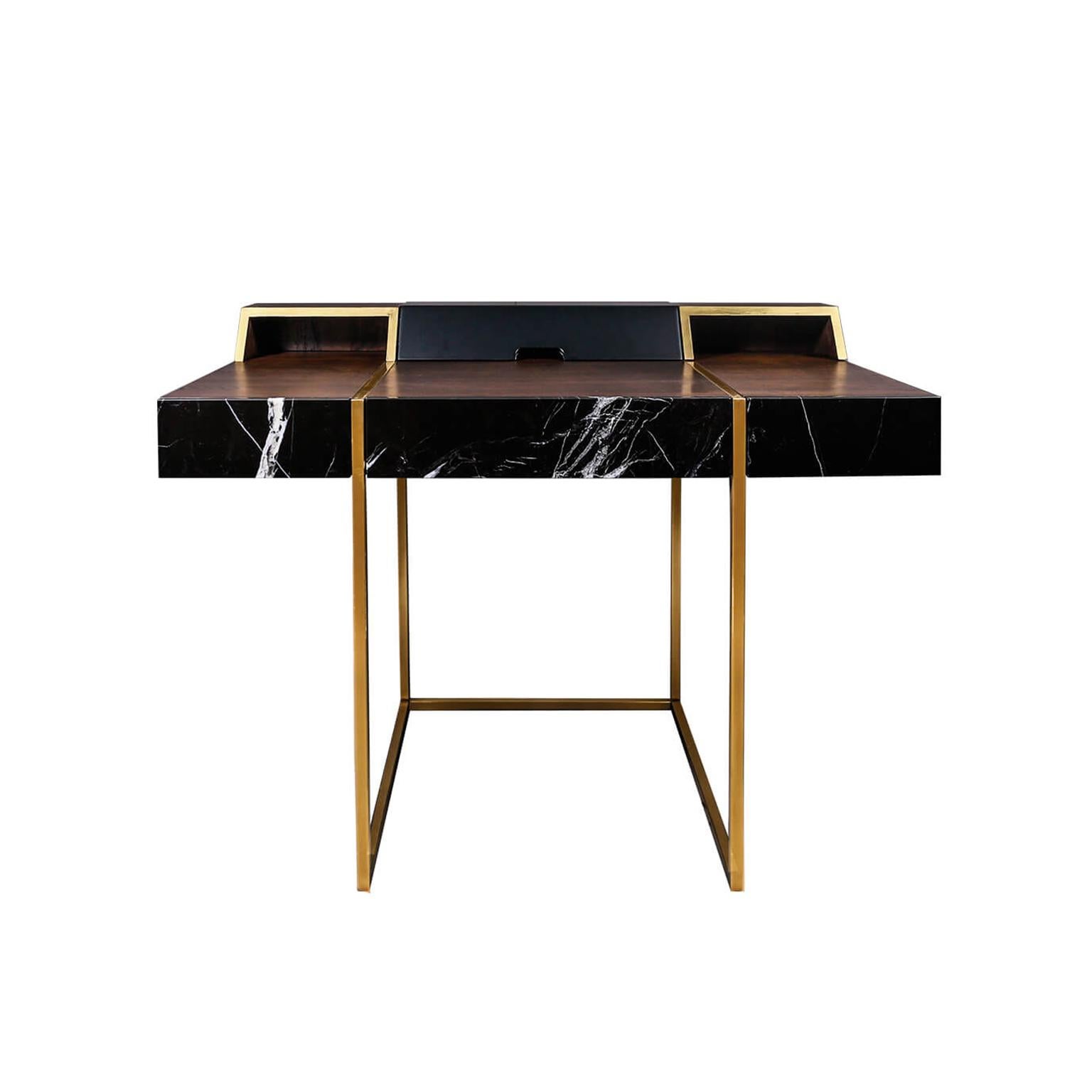 black marble desk with drawers