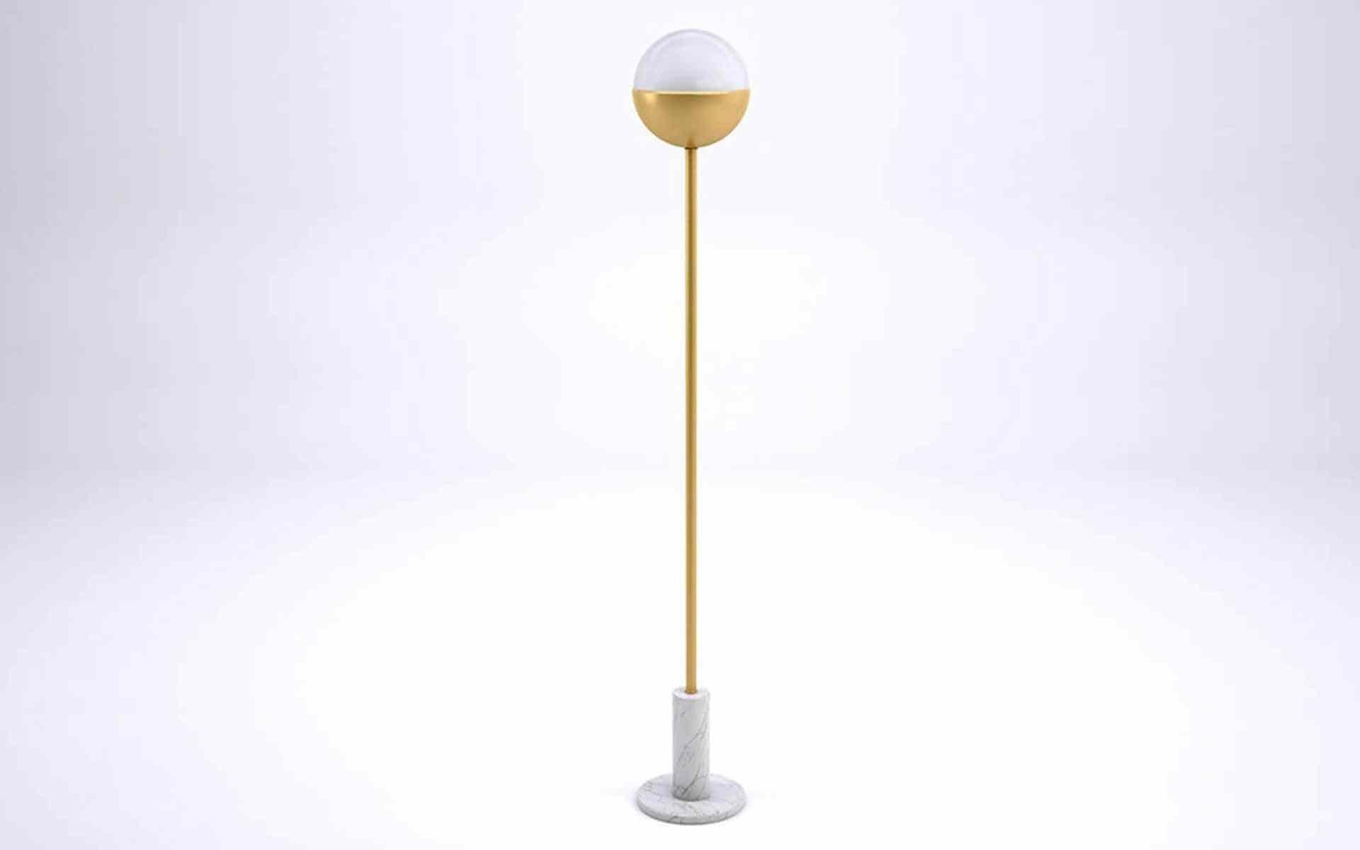 The round form of the marble and brass combination brings the symbol of the universe to places, while the FAMED lamb provides peace with the light of the axle.

Diameter: 26 cm / 10.2 inch
Height: 182 cm / 71.6 inch

Carrara Marble Leg
Brass Coated