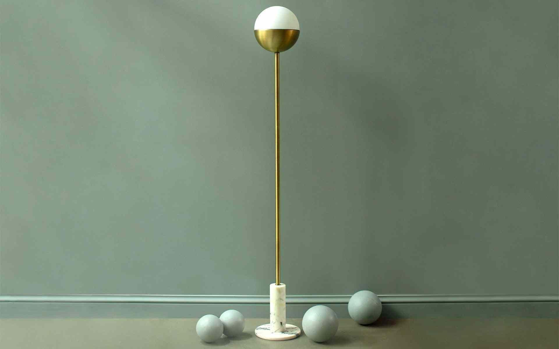 Turkish Famed Floor Lamp, Carrara Marble Leg For Sale