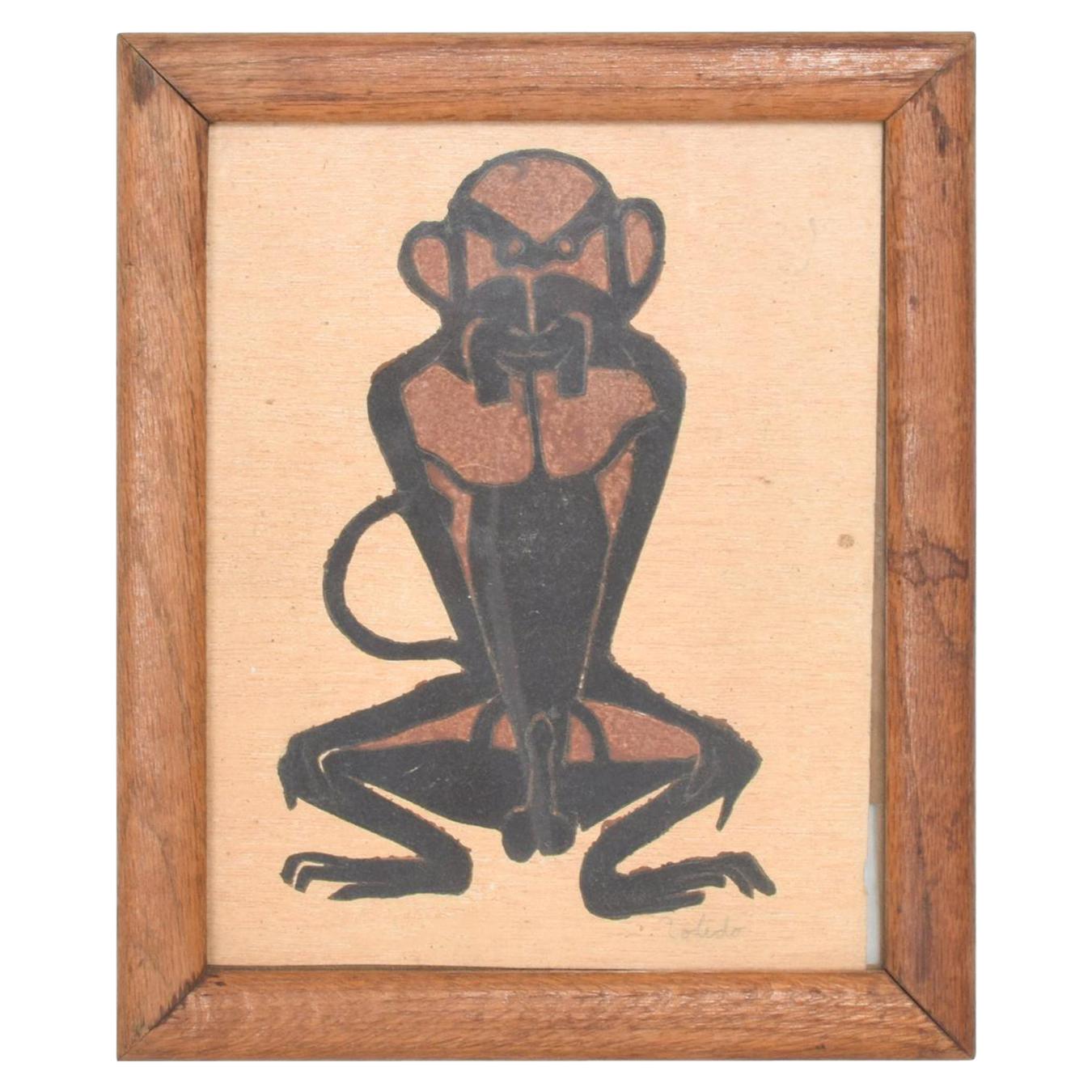 Famed Francisco Toledo Chango Monkey Art Drawing Oaxaca, Mexico