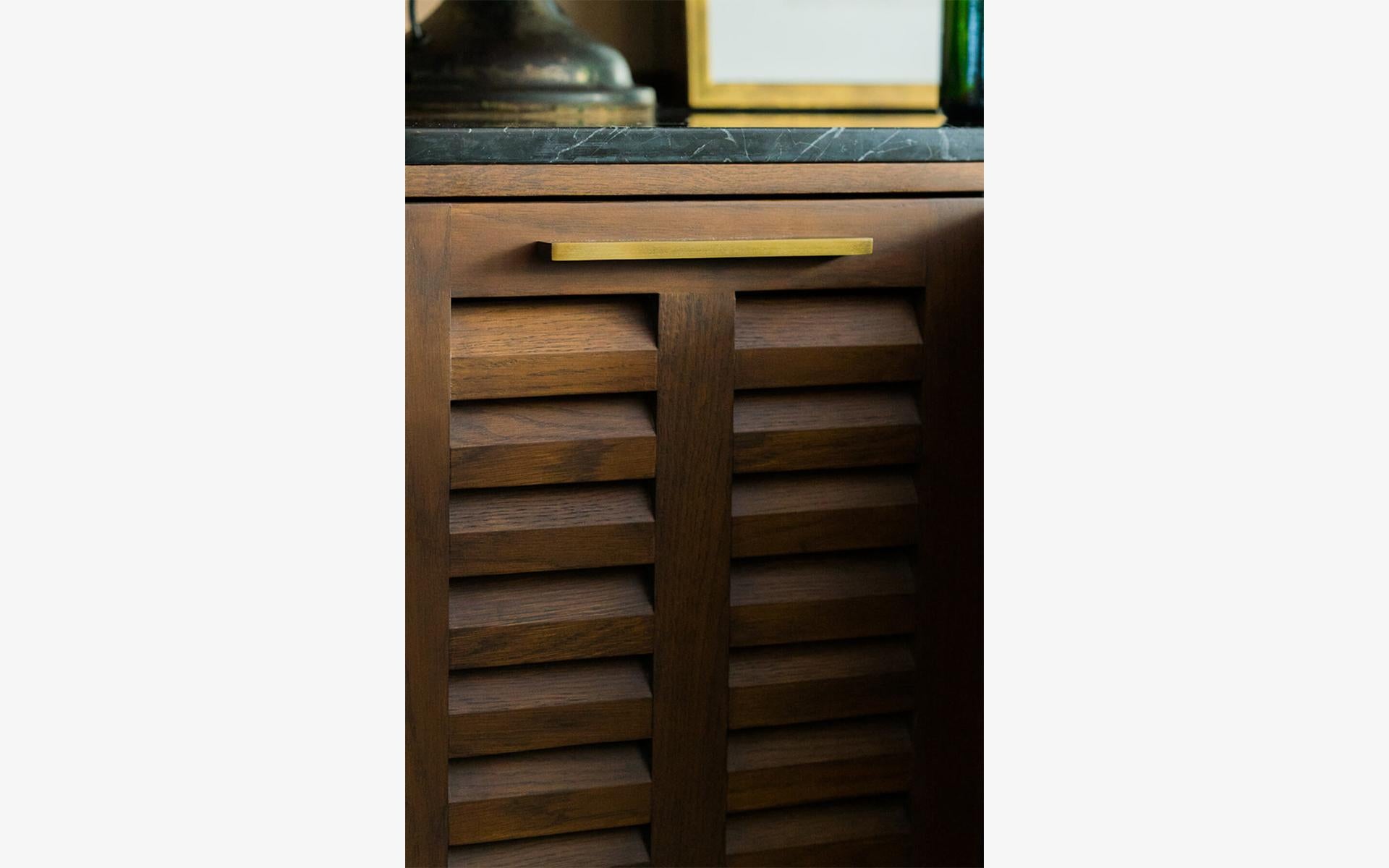 Modern Famed Marble & Wood Liquor Bar Cabinet For Sale