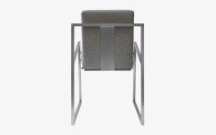 Famed Matt Chrome Metal Framed Gray Dining Chair