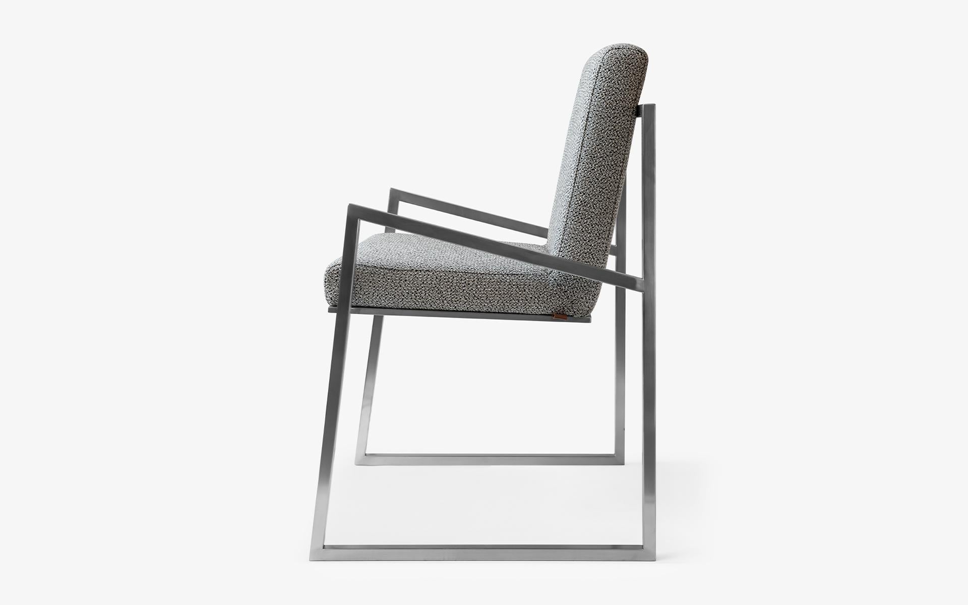 Modern Famed Matt Chrome Gray Chair For Sale