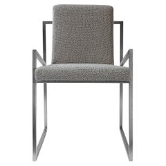 Famed Matt Chrome Metal Framed Gray Dining Chair