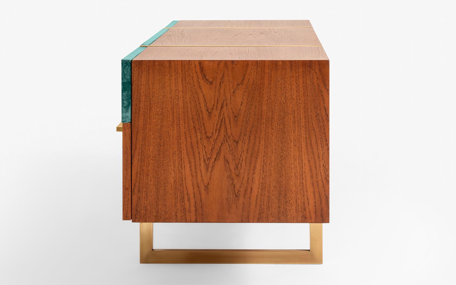 Famoso mueble para TV de mármol Rainforest con cajones Hecho a mano en venta