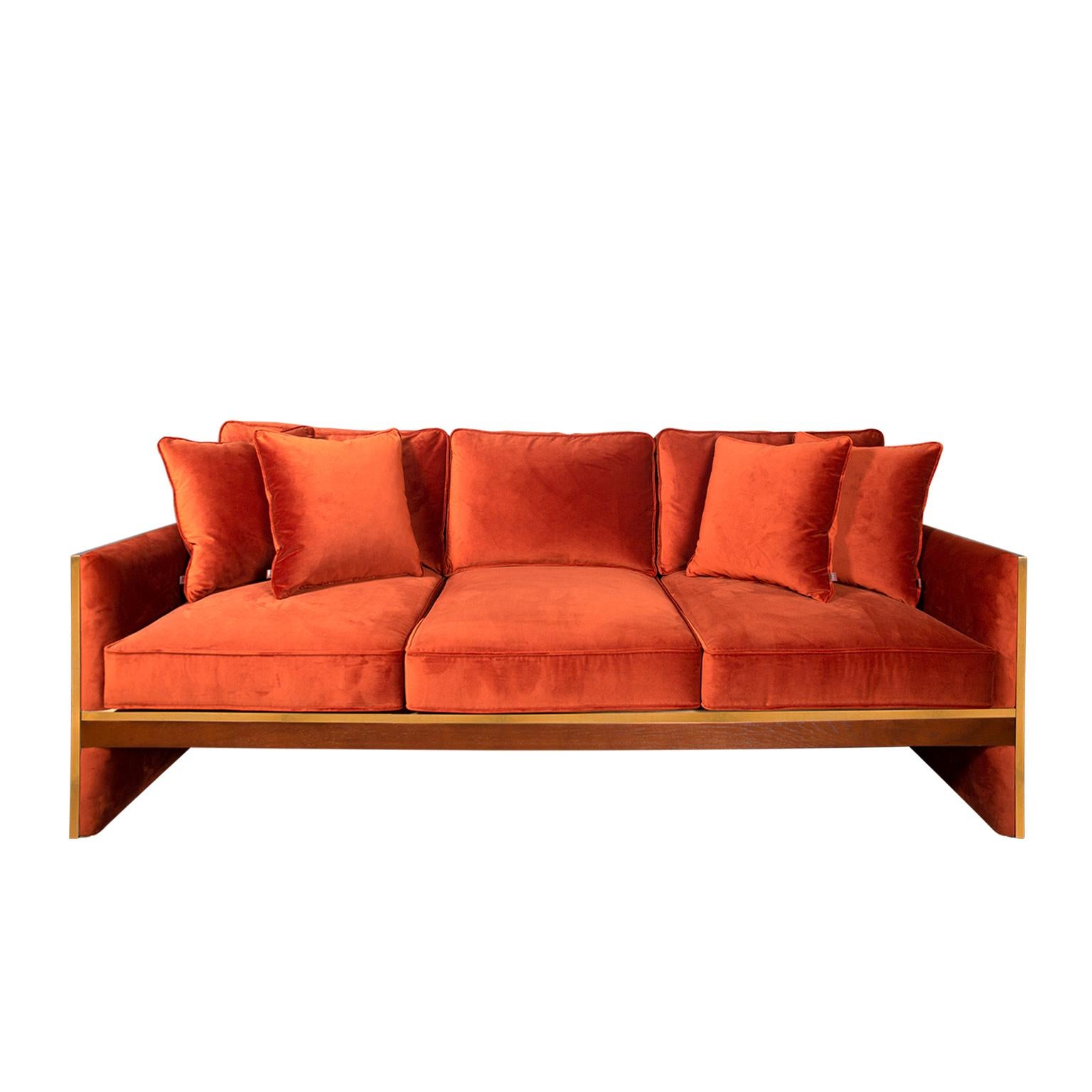 Woodwork Famed Three Seater Sofa For Sale