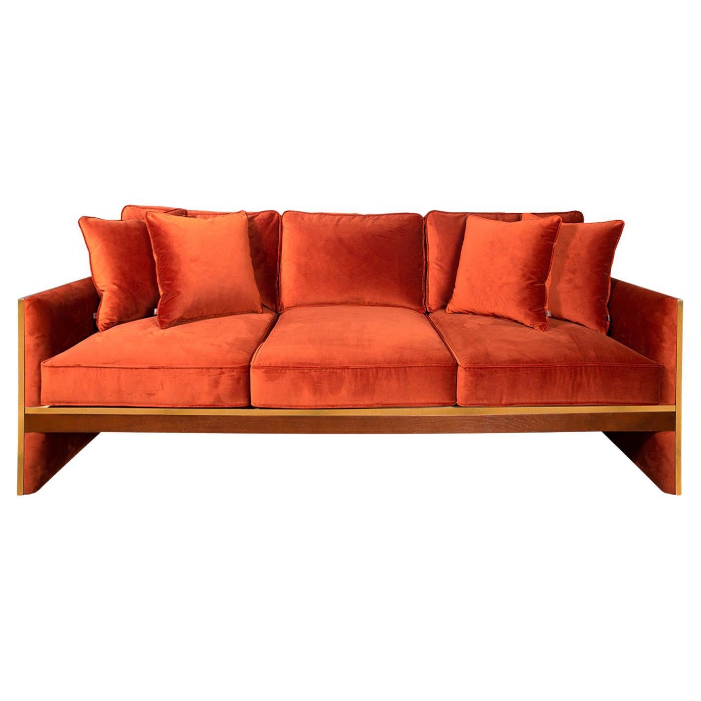 The famed three seater sofa harmoniously combines fabric with brass adding an impressionable air of quality to your space...

Measures: Length: 84.7'' / Depth: 33.1'' / Height: 30.3'' / Seat Height: 17.7''

Materials:
-Brass 
-First Grade