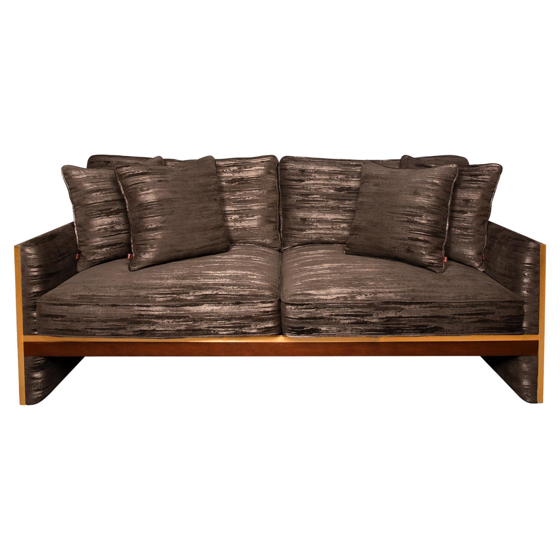 Famed Two Seater Brass Sofa For Sale