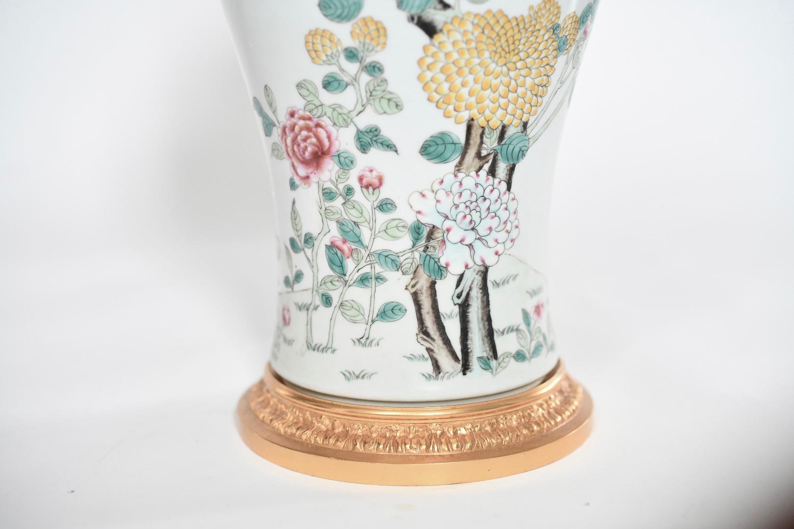 Famille Rose Porcelain Lamps For Sale 1