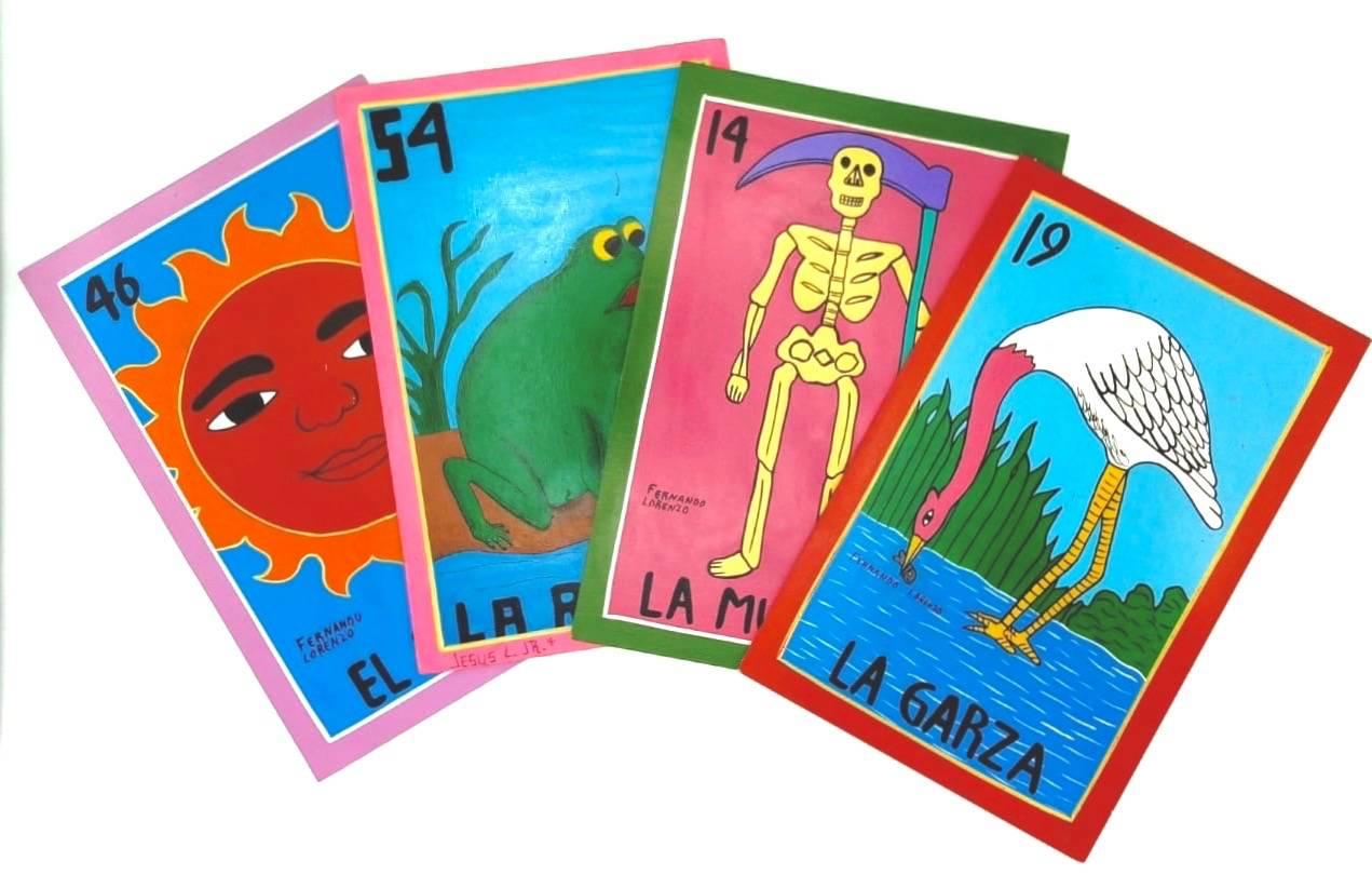 Familia Lorenzo, Hand-Painted Wood, Mexican Loteria For Sale 4
