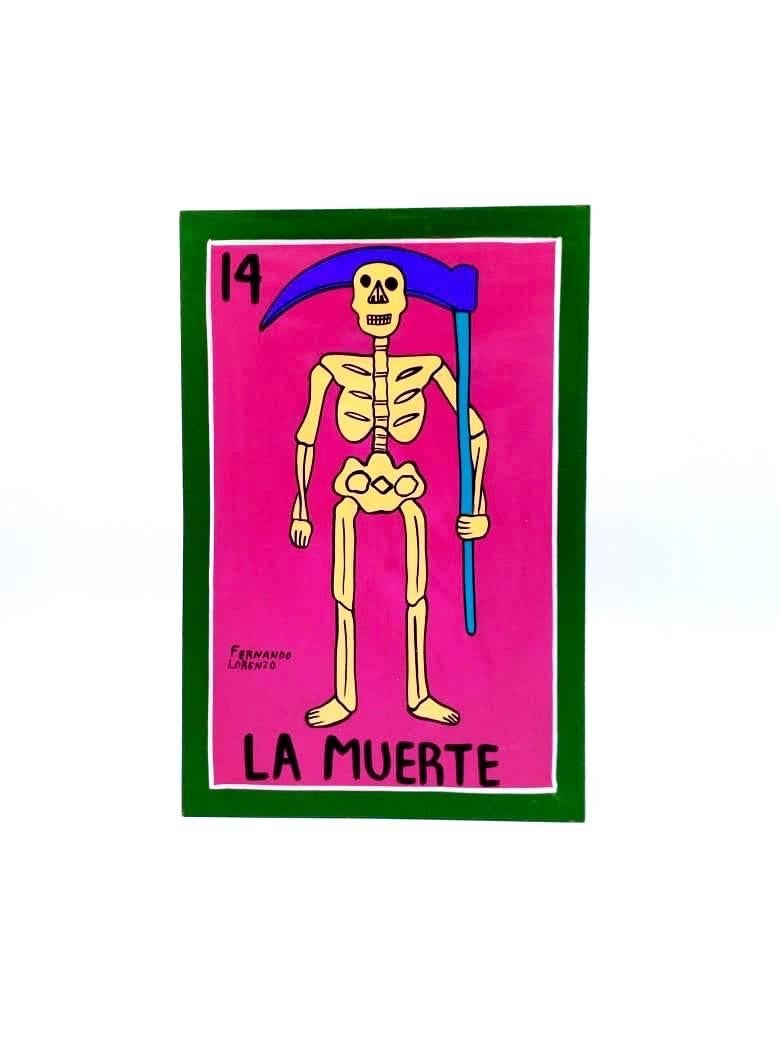 Mexicain Familia Lorenzo, bois peint à la main, loteria mexicaine en vente