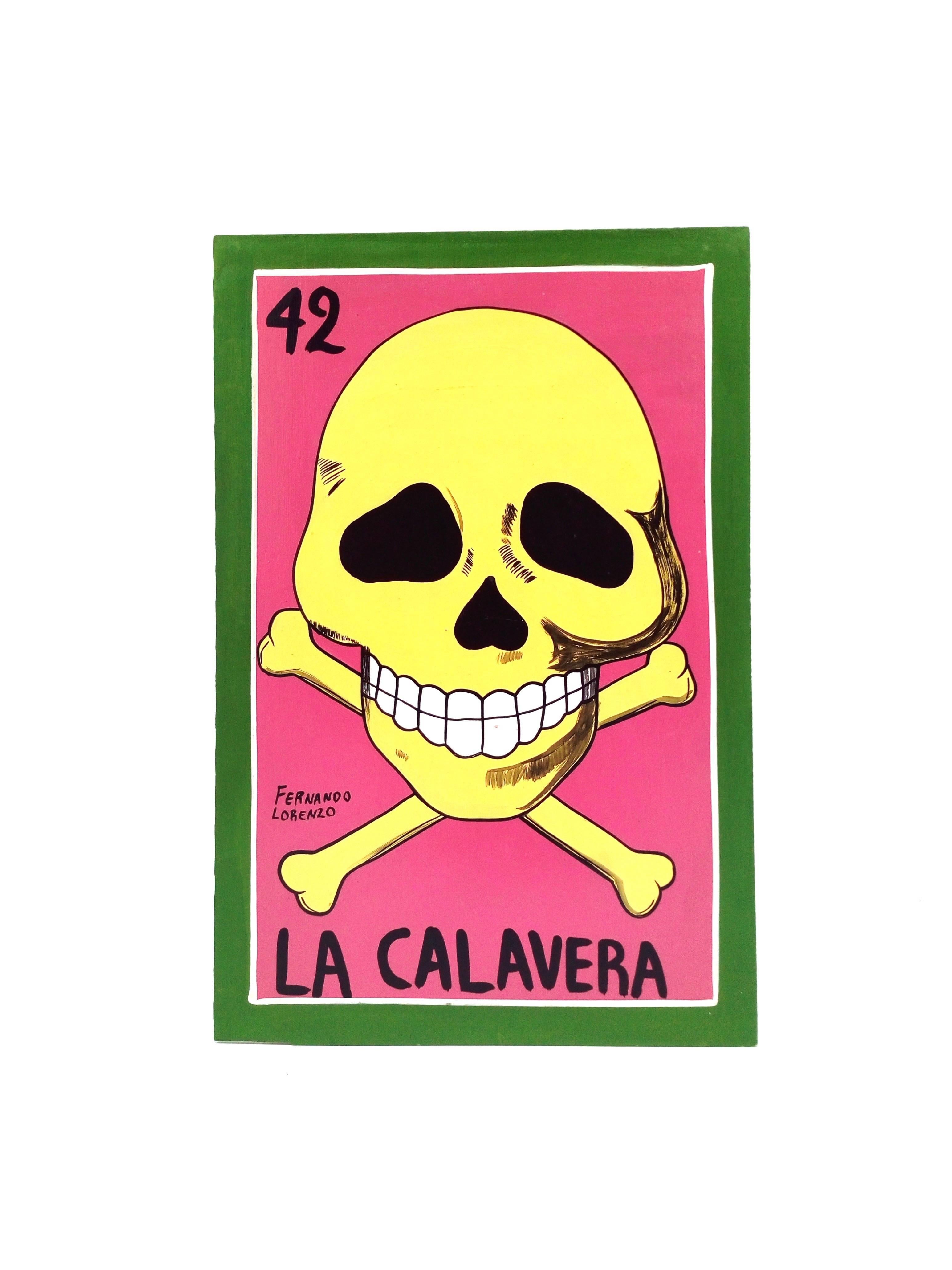 Folk Art Familia Lorenzo, Hand-Painted Wood, Mexican Loteria