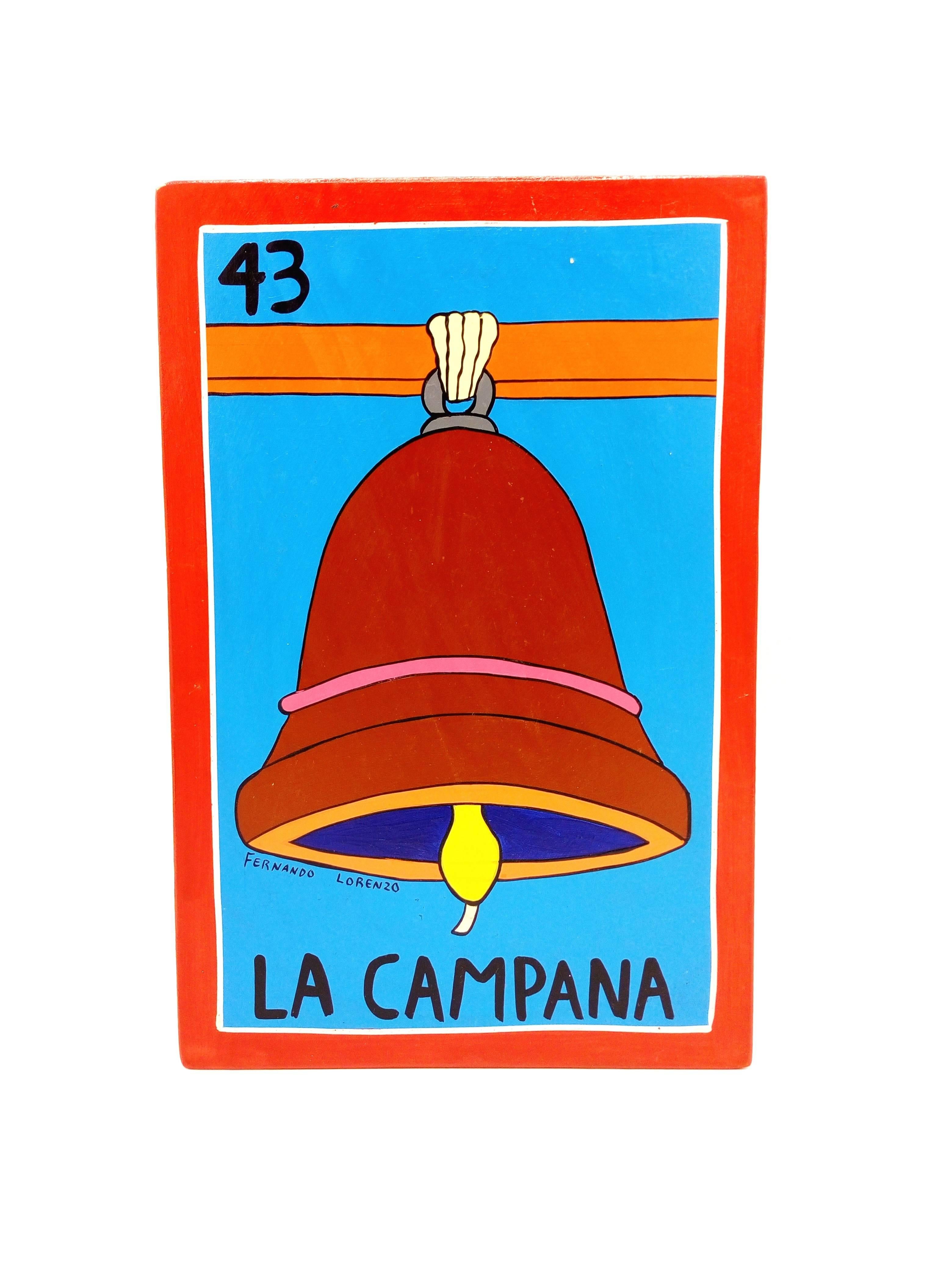Contemporary Familia Lorenzo, Hand-Painted Wood, Mexican Loteria