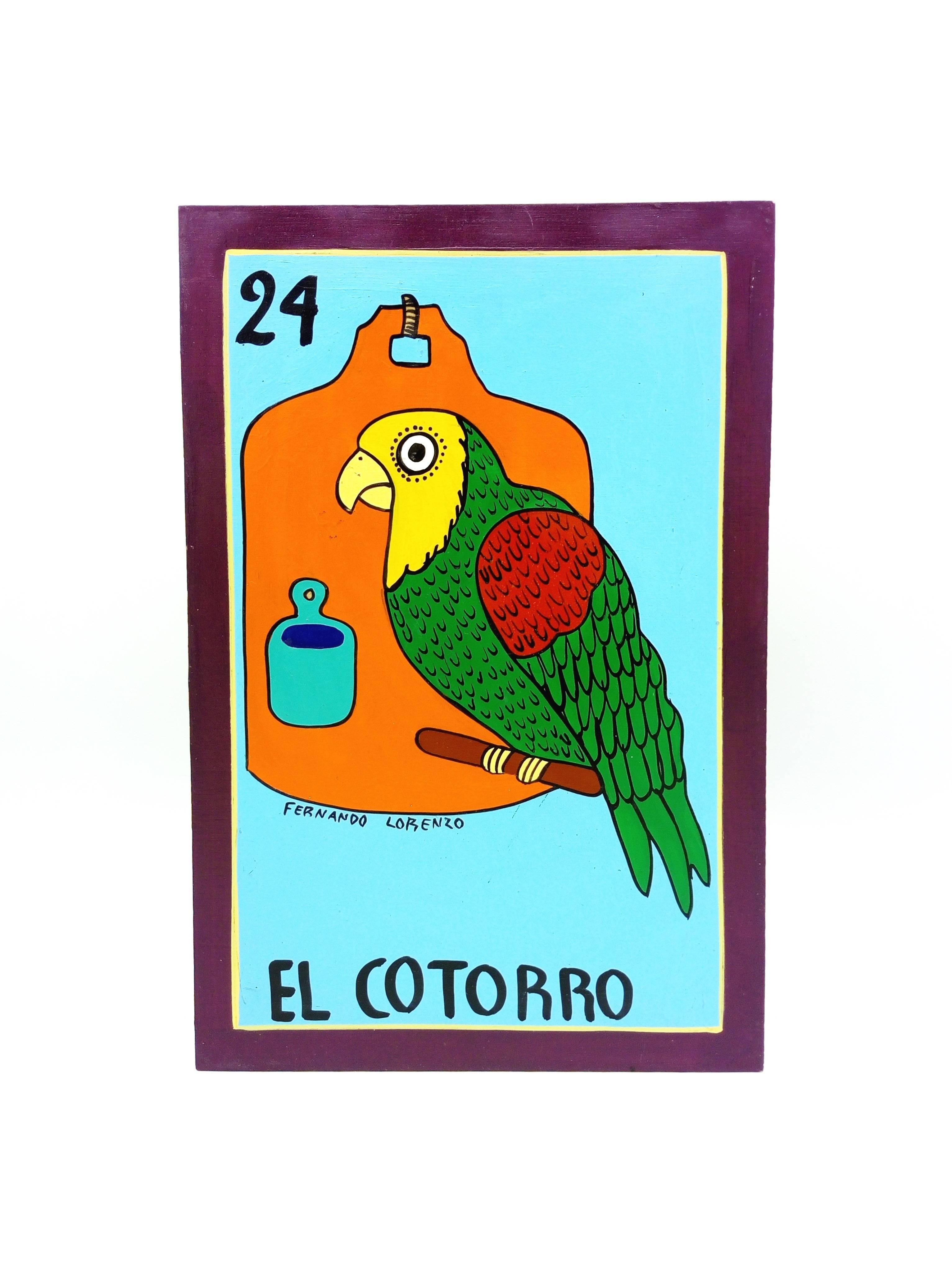 Familia Lorenzo, bois peint à la main, loteria mexicaine en vente 1