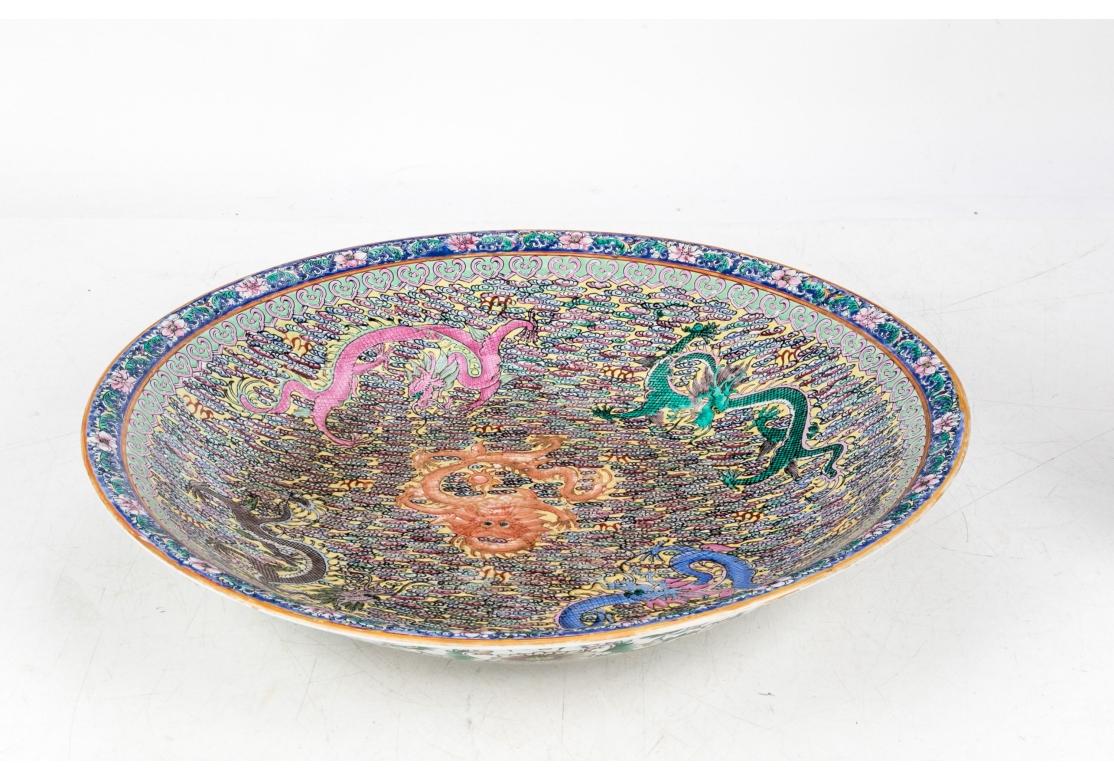 Famille Rose 20th Century Chinese Large Bowl With Maitland Smith Stand For Sale 4