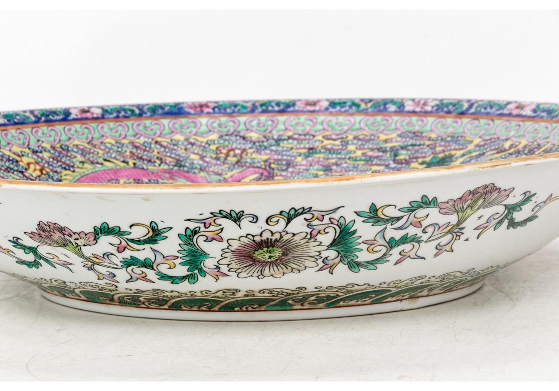 Famille Rose 20th Century Chinese Large Bowl With Maitland Smith Stand For Sale 8