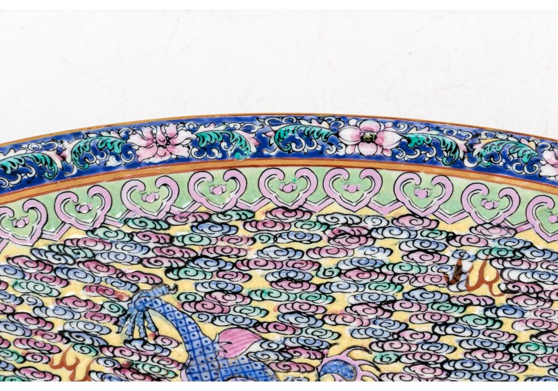 Famille Rose 20th Century Chinese Large Bowl With Maitland Smith Stand For Sale 10