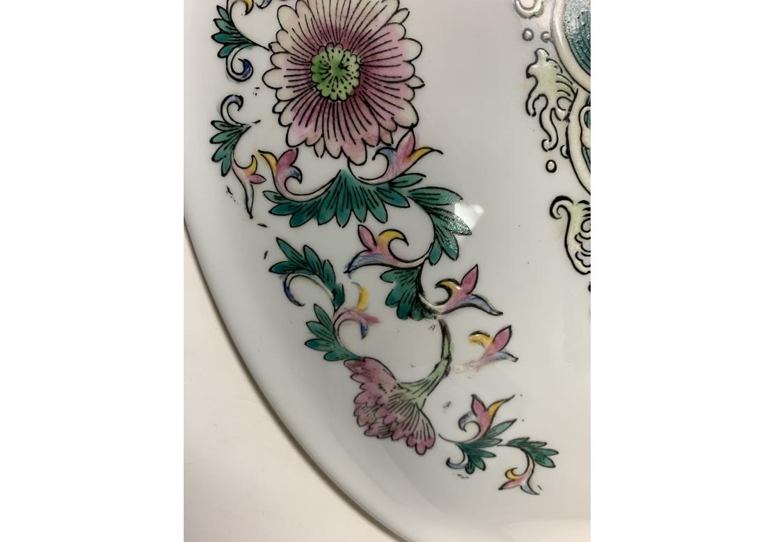 Famille Rose 20th Century Chinese Large Bowl With Maitland Smith Stand For Sale 12