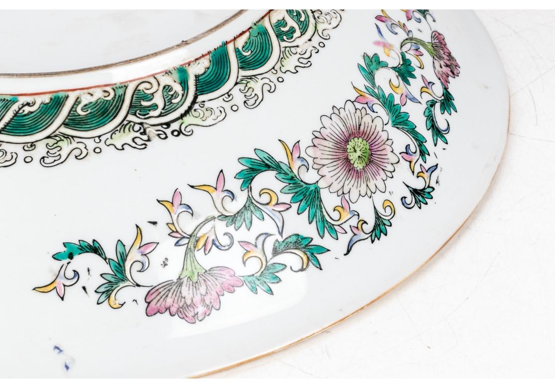 Famille Rose 20th Century Chinese Large Bowl With Maitland Smith Stand For Sale 2