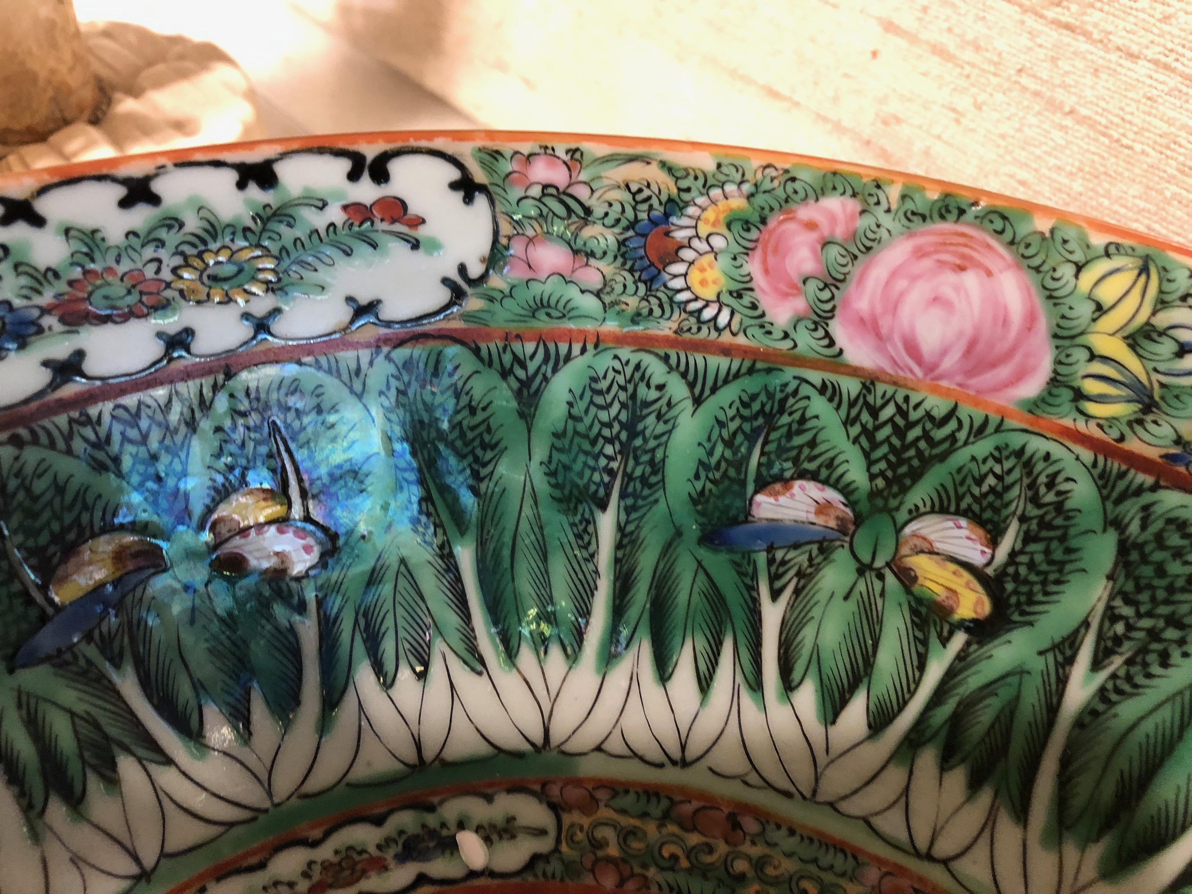 Chinese Famille Rose Cabbage Leaf and Butterfly Bowl