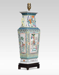 Famille Rose Canton Porcelain Vase Lamp