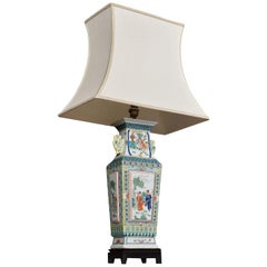 Famille Rose Canton Porcelain Vase Lamp