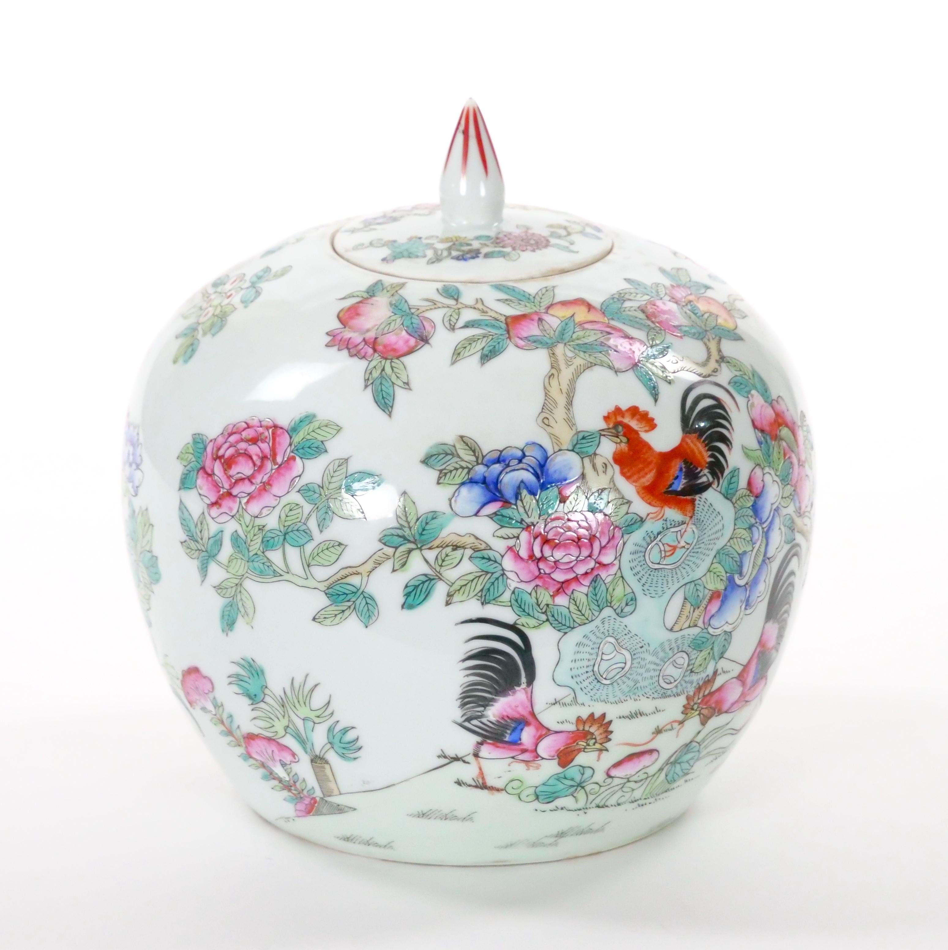Urnas / Jarras Cubiertas Famille Rose Celadón Chinoiserie POrcelain en venta 2