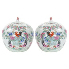 Urnas / Jarras Cubiertas Famille Rose Celadón Chinoiserie POrcelain