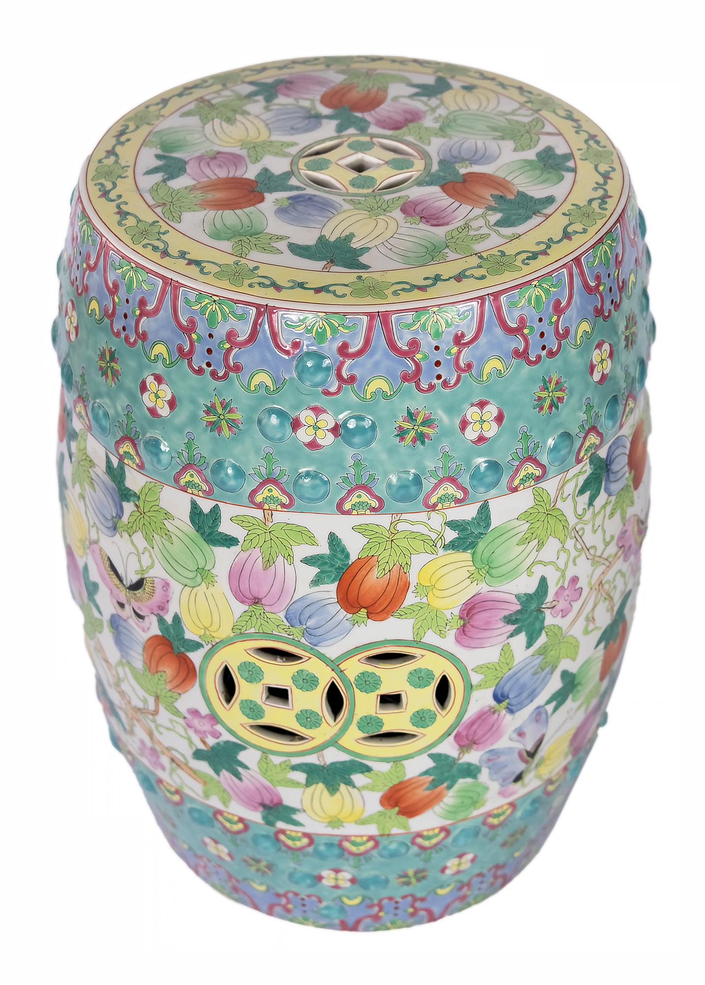 Famille Rose Ceramic Handmade Chinese Garden Stool at 1stDibs