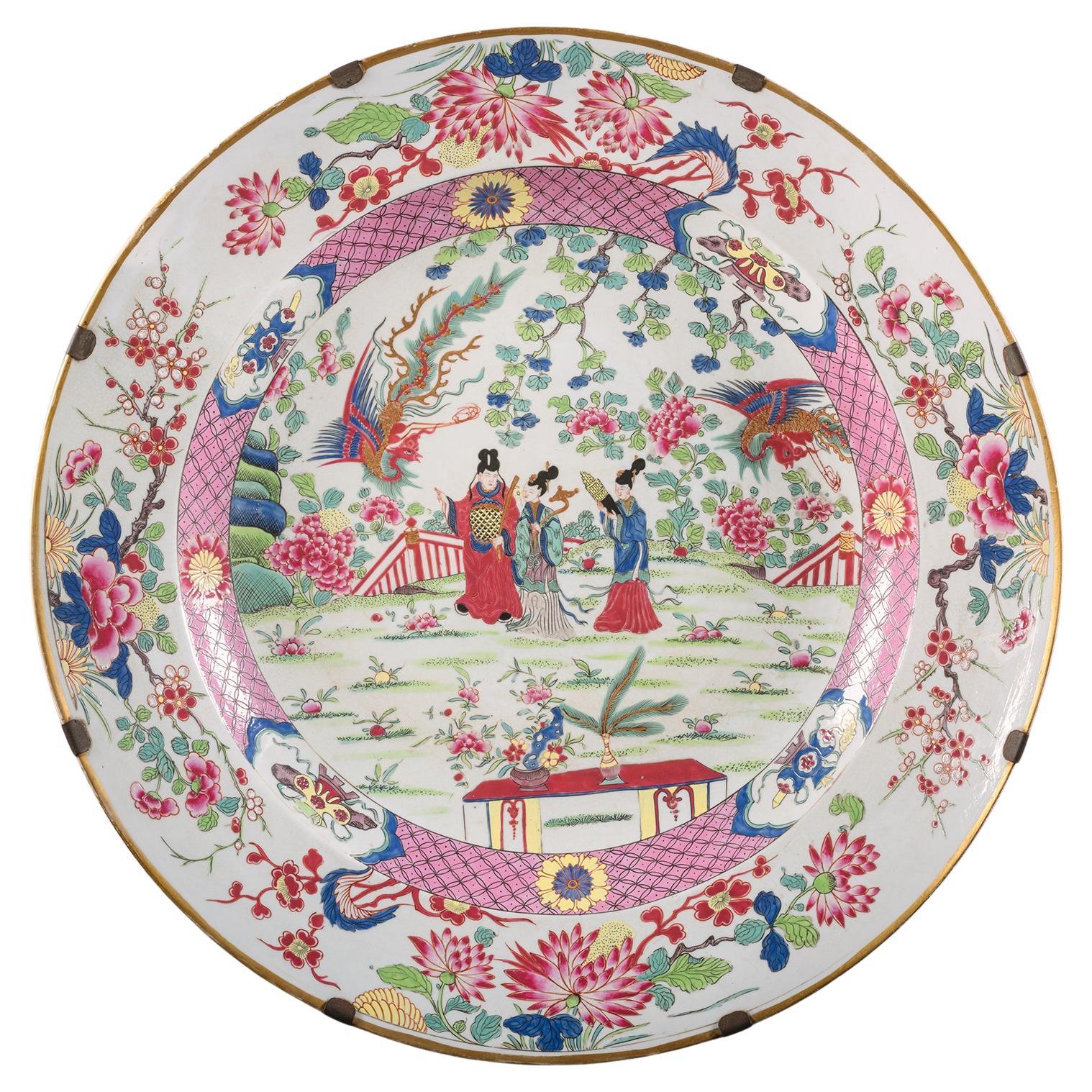 Grande assiette de présentation Famille Rose de Samson et Cie