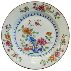 Famille Rose Chinese Export Plate with Floral Detail