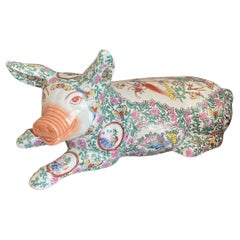 Famille Rose Chinese Porcelain Pig