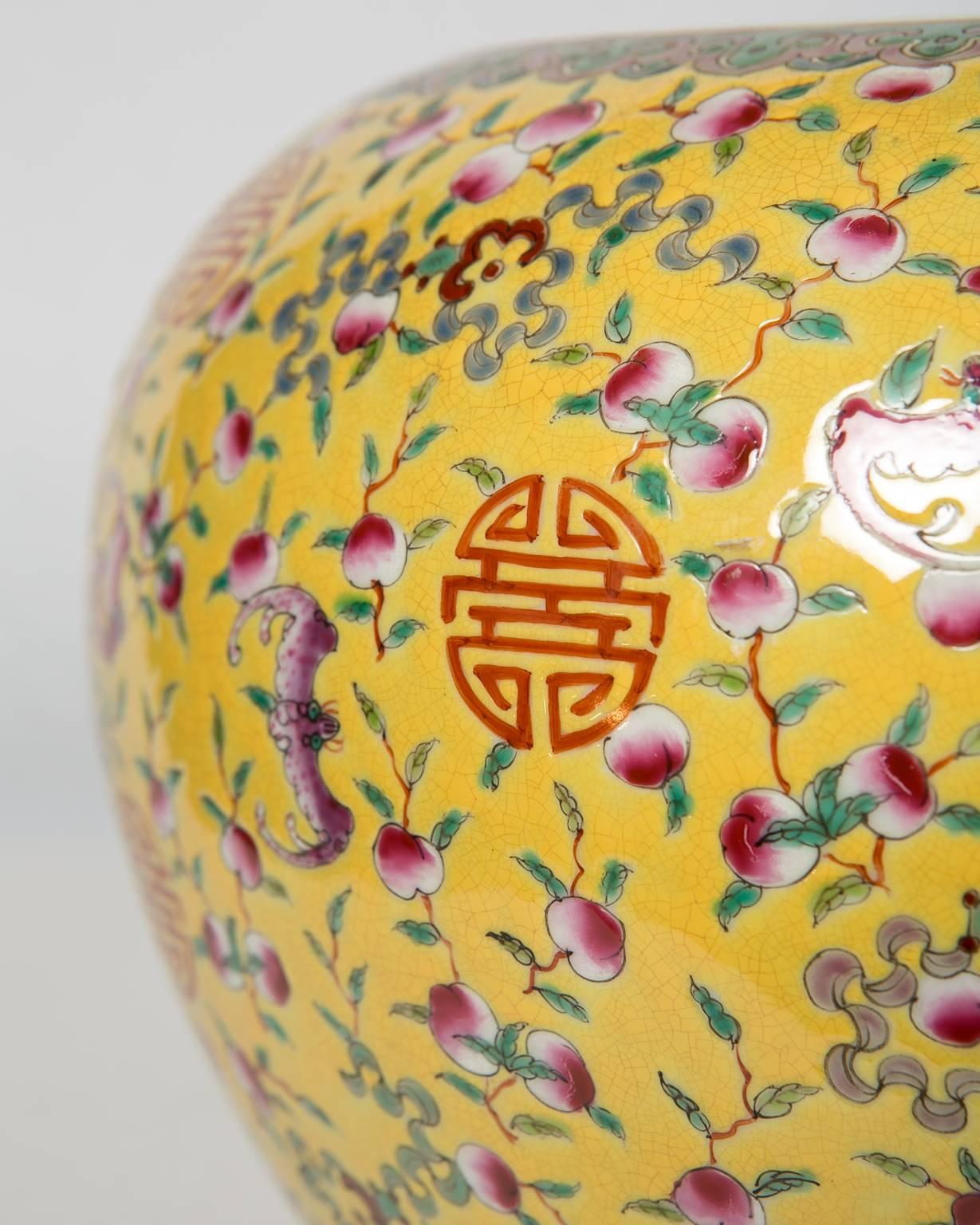 Qing Famille Rose Fish Bowl with Longevity Symbols