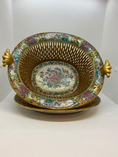 Famille Rose Gilt Chestnut Basket