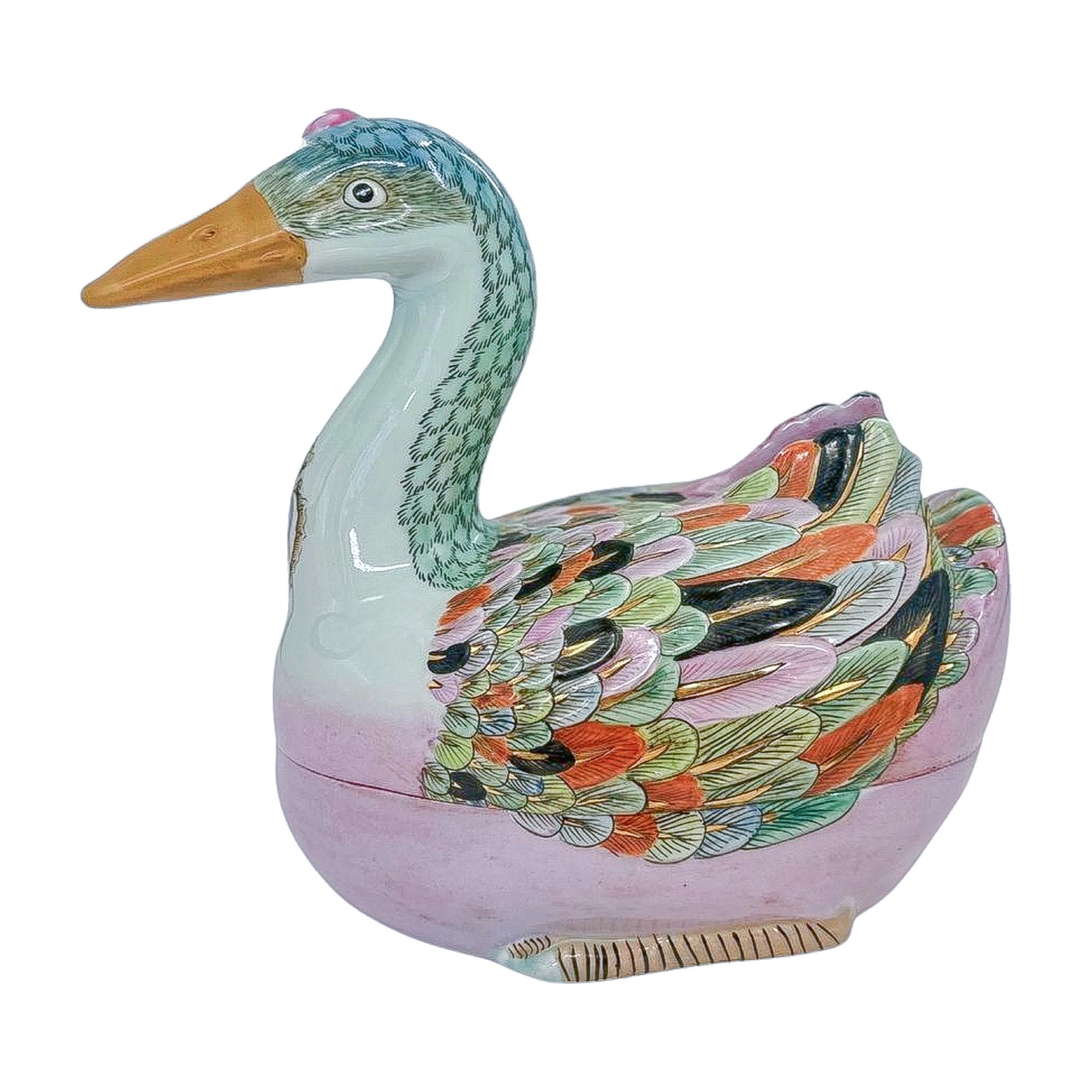Chinese Export Famille Rose Goose Tureen For Sale