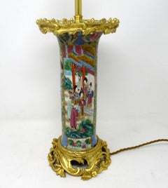 Famille Rose Medallion Canton Cantonese Ormolu Mounted Chinese Porcelain Lamp