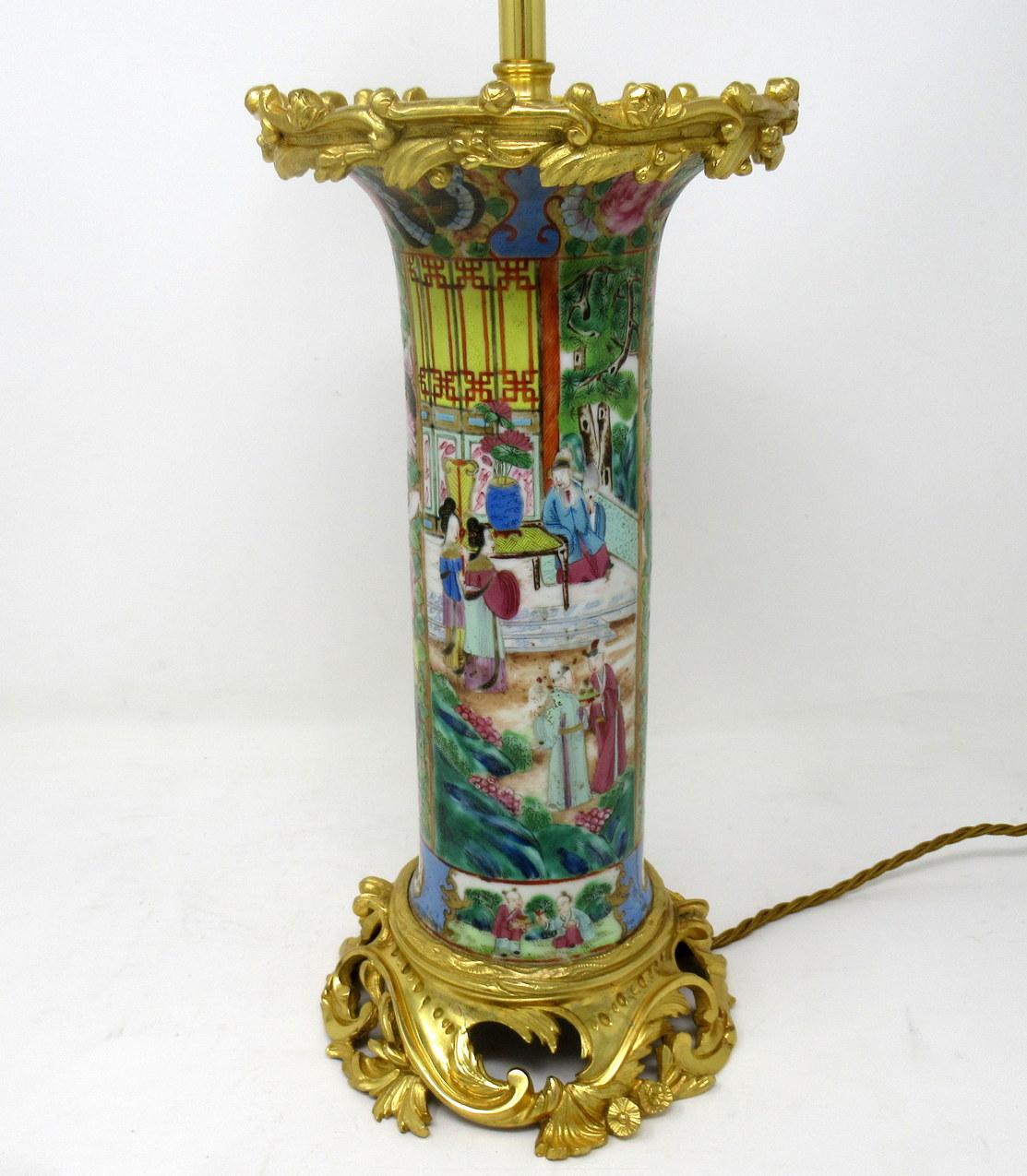 Famille Rose Medallion Canton Cantonese Ormolu Mounted Chinese Porcelain Lamp In Good Condition In Dublin, Ireland