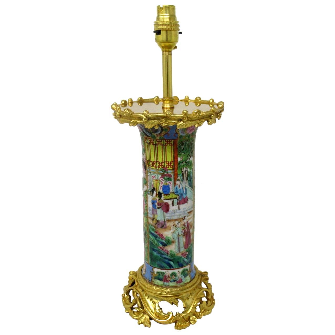 Famille Rose Medallion Canton Cantonese Ormolu Mounted Chinese Porcelain Lamp