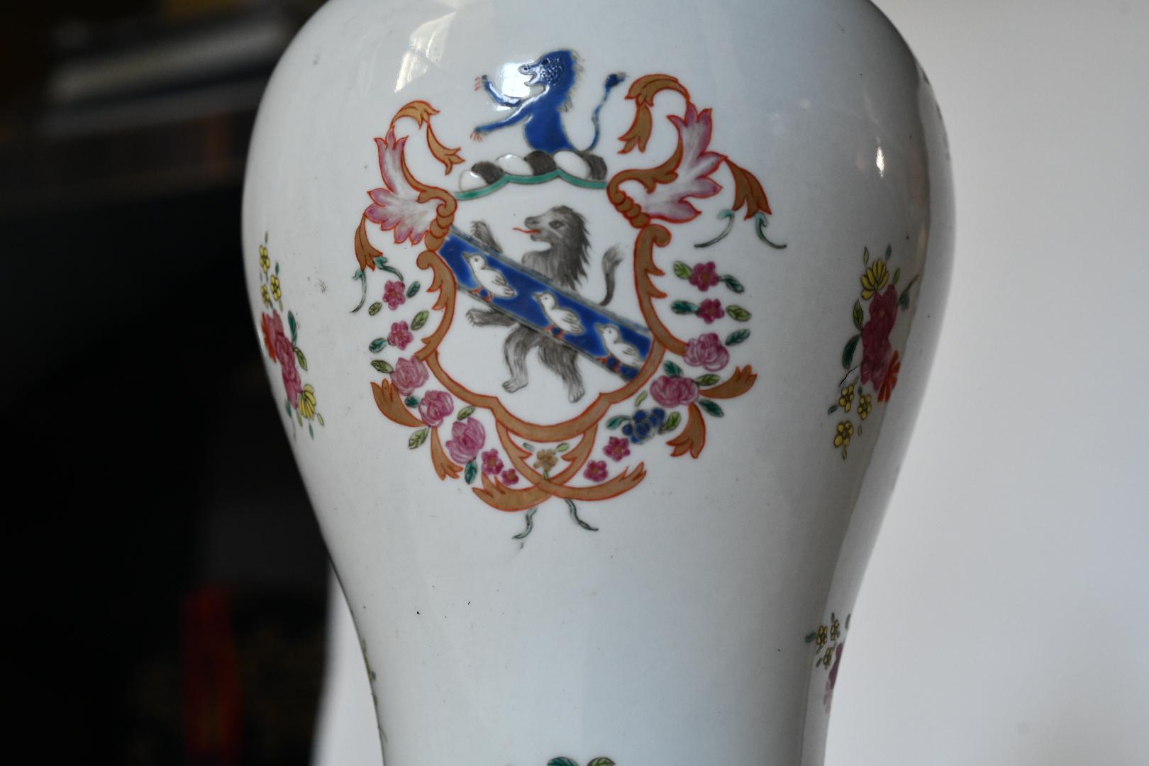 Famille Rose Porcelain Lamps In Excellent Condition For Sale In New York, NY