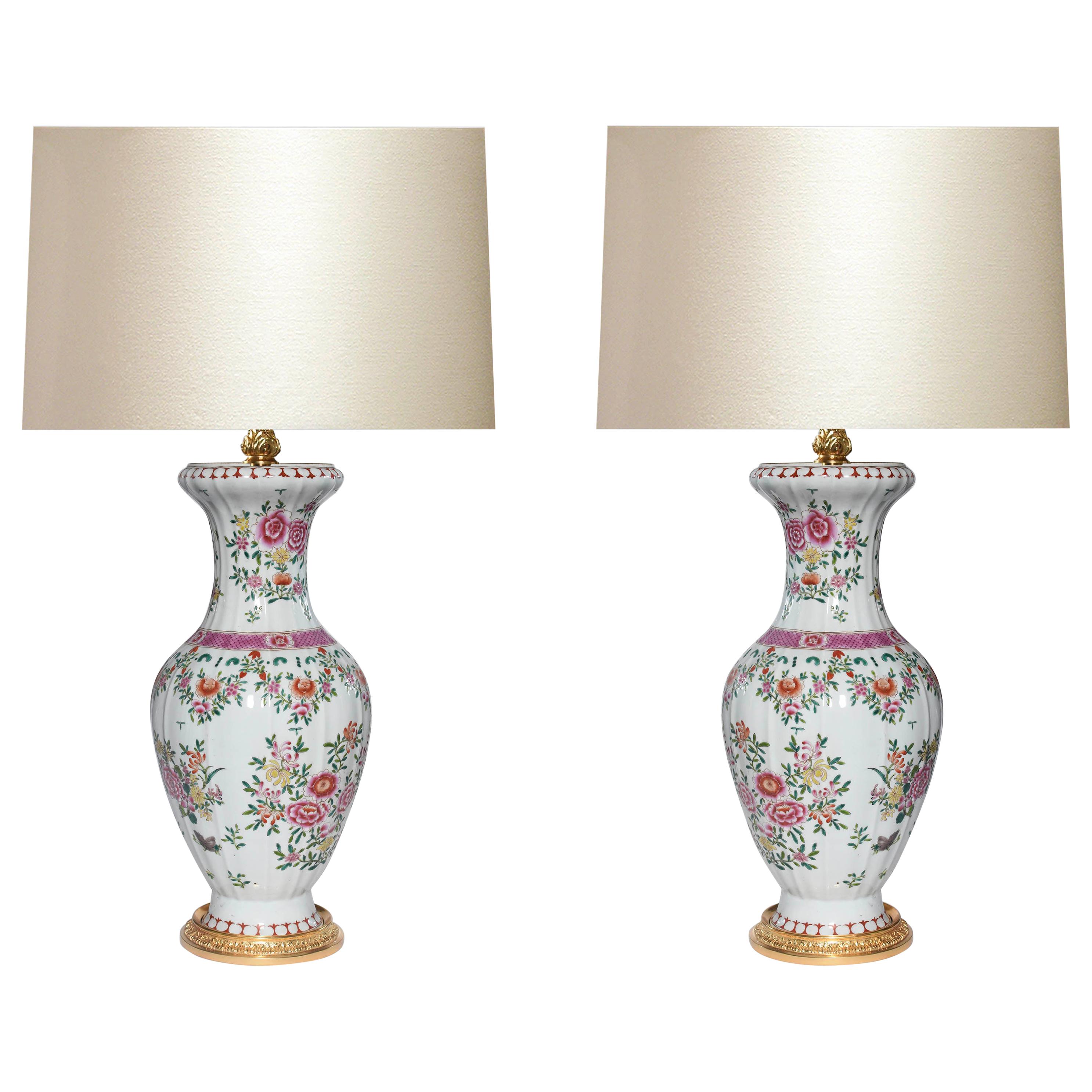Famille Rose Porcelain Lamps
