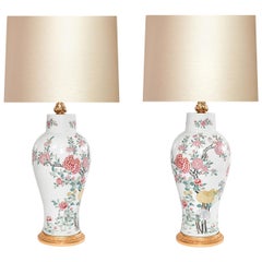 Vintage Famille Rose Porcelain Lamps