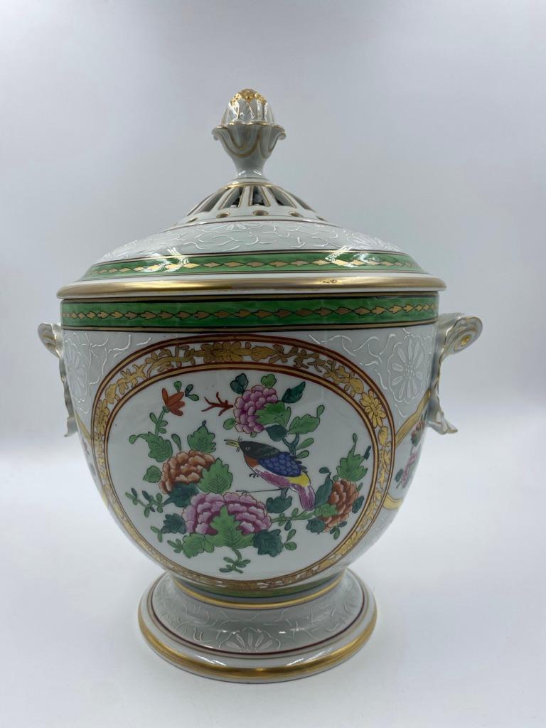 Rare “Samson — Pot Pourri Pot”,
Samson began his career by making service and set piece replacements in the late 1830s. In 1845 he opened the ceramics firm Samson, Edmé et Cie at 7, Rue Vendôme (later Rue Béranger) in Paris, with the intention of